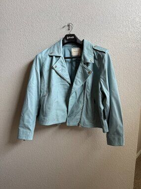 Lucky Brand Light Blue Leather Jacket. Size XXL. New with tags.
